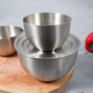 304不锈钢料理碗加厚带刻度腌肉调料碗烘焙打蛋碗备菜调料计量碗