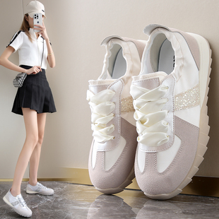 透气小白鞋 复古芭蕾德训鞋 夏季 女2024新款 真皮休闲学生软底运动鞋