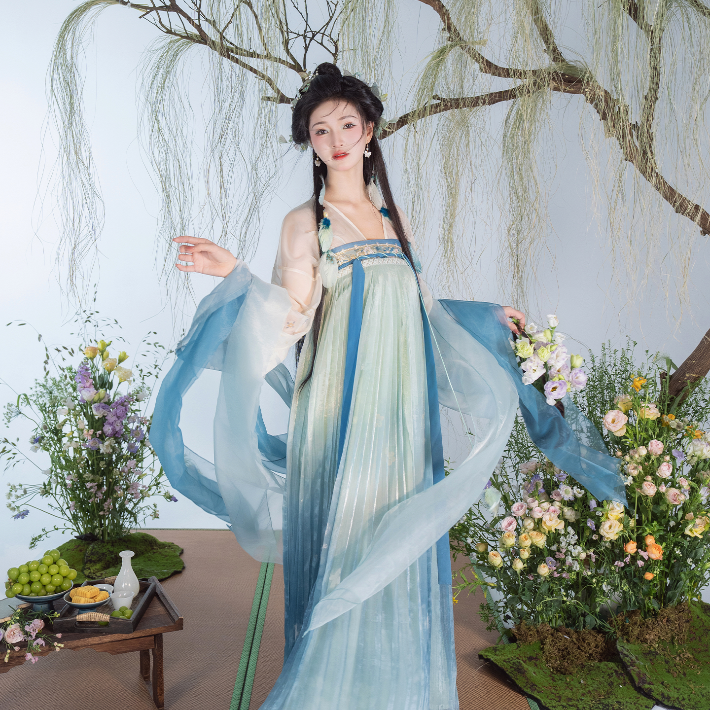 春和云水碧唐制齐胸汉服套装