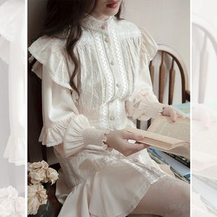 雪纺灯笼袖 法式 白色小香风连衣裙女春秋超仙女高级设计感小众裙子