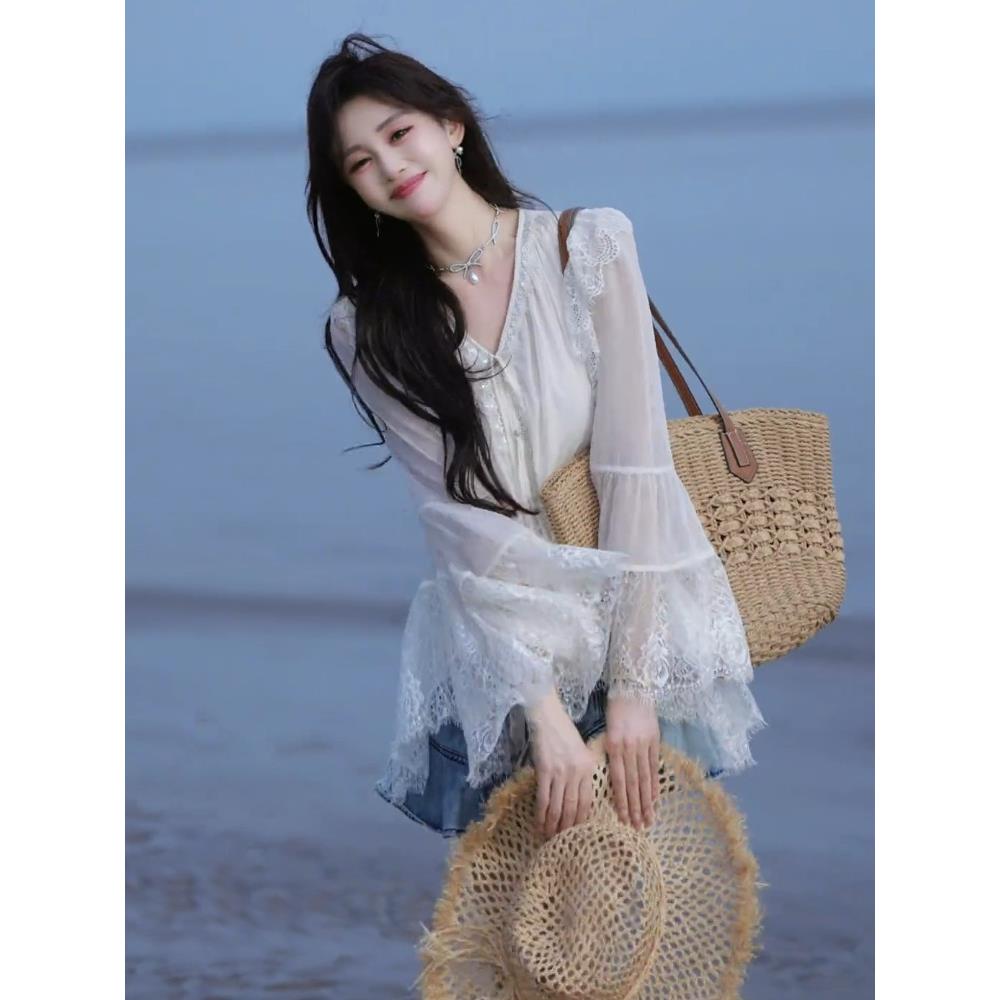 法式小资上衣女夏薄款高级