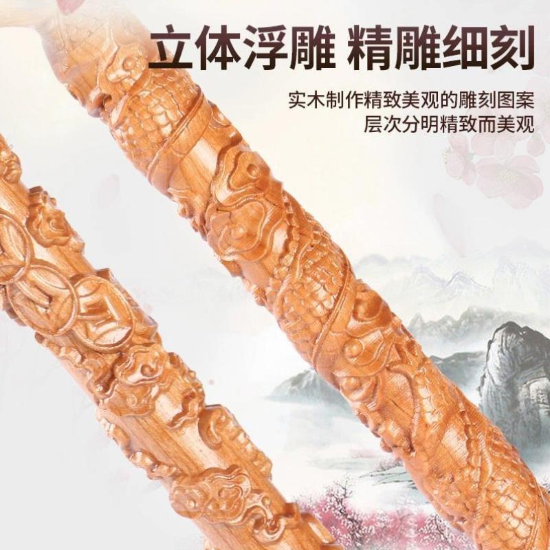 桃木拐杖老人实木大龙头拐棍防滑老年人轻便木质拐柜手杖木头拐扙