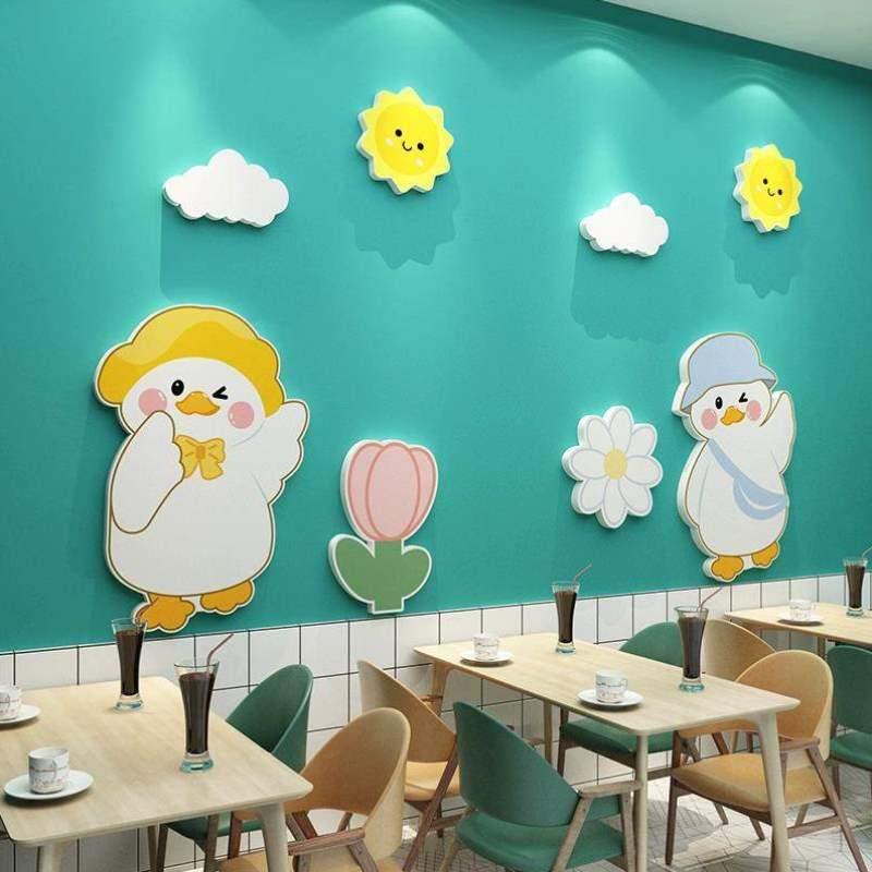 蛋糕背景店打卡摆件拍照网红甜品贴纸猫餐厅装饰咖啡墙壁布置奶茶