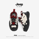 Jeep儿童轻便软底运动鞋 女孩旋钮鞋 男童防滑跑步鞋 春秋皮面休闲鞋