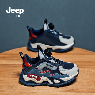 Jeep男童运动鞋2025秋冬新款中大童皮面加绒二棉鞋儿童户外登山鞋