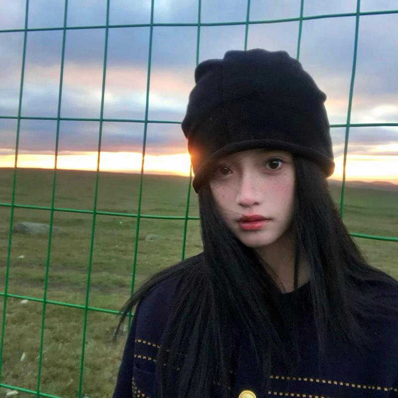 复古冷帽女秋冬季韩系大头围保暖包头百搭显脸小针织毛线堆堆帽子