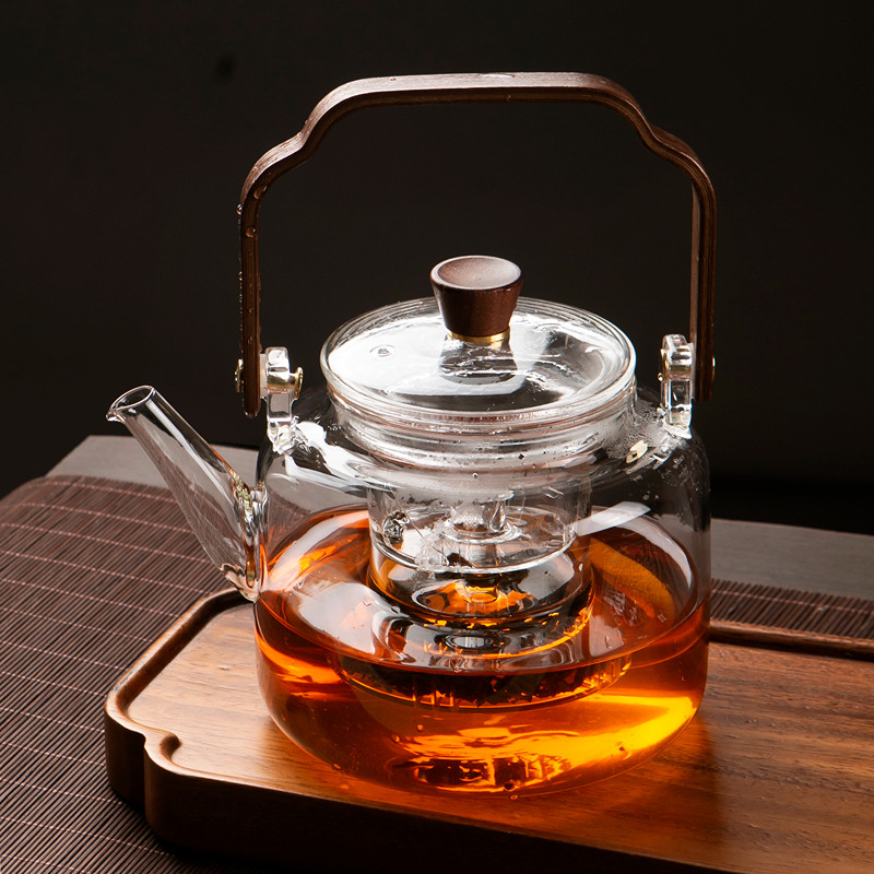 蒸汽煮茶壶玻璃泡茶壶黑晶炉围炉煮茶器茶具套组家用室内大容量烧