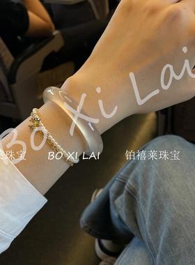 天然原色高冰玉髓手镯玛瑙