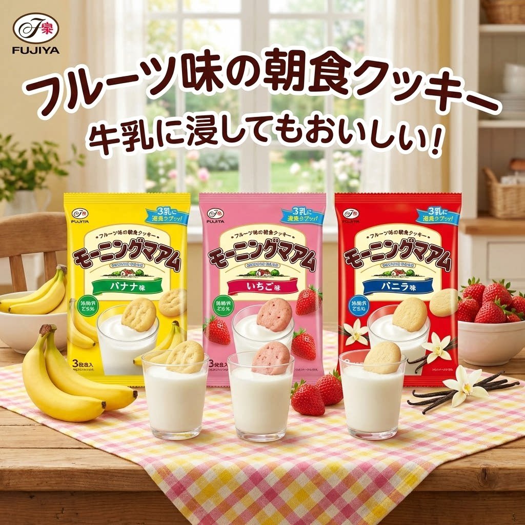 新品推荐日本不二家乡村妈妈早餐饼干香草味草莓味香蕉味黄油奶酪