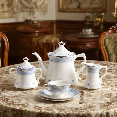 狮牌白色下午茶壶糖罐奶壶杯碟