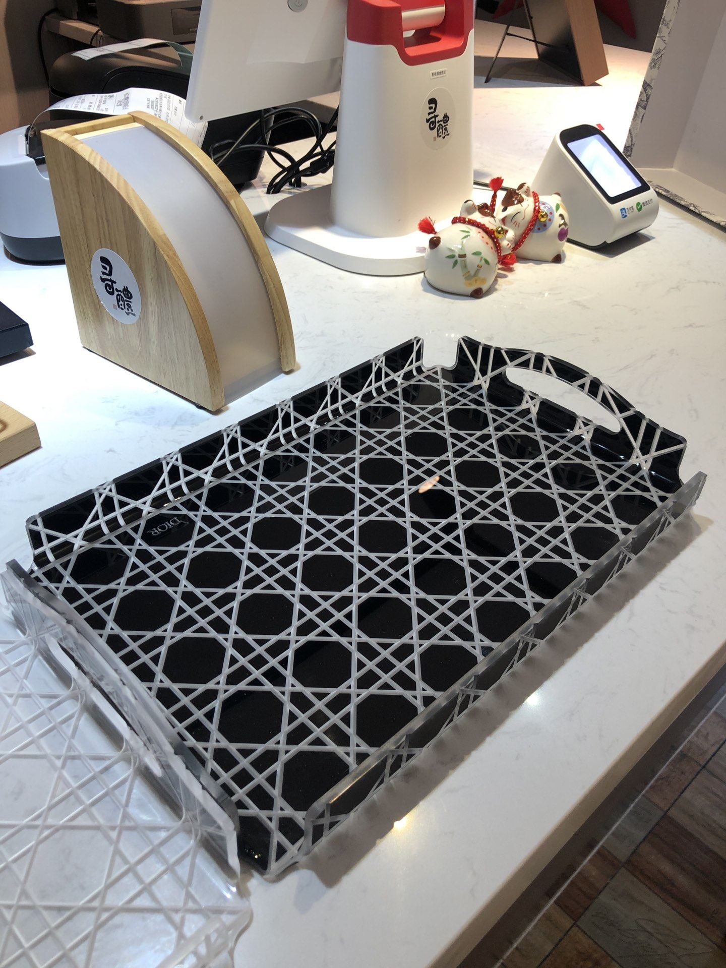 高端精致网红ins风棋盘格托盘美容院专用亚克力托盘长方形塑料盘,家居饰品,香薰托盘,淘宝优惠券,粉丝福利购,淘宝优惠卷