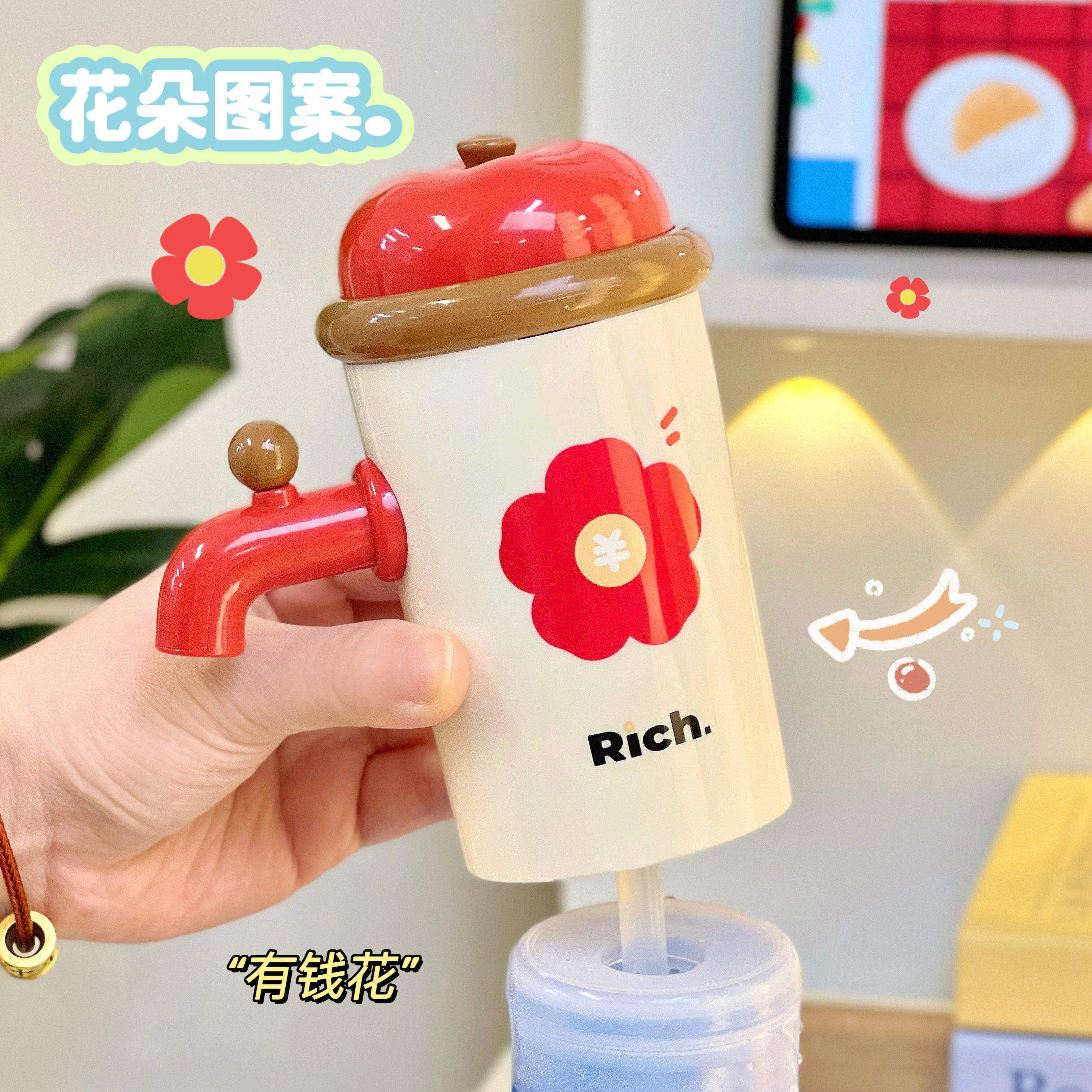 可爱花朵苹果电动抽水器家用矿泉水桶装水取水器吸水机充电式创意