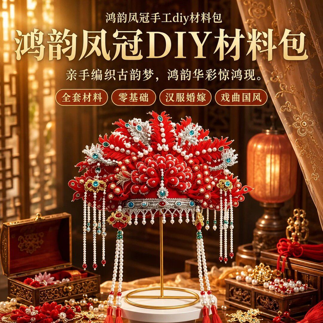 手工戏曲凤冠扭扭棒DIY材料包拍照表演学生作业古装演出头饰礼物