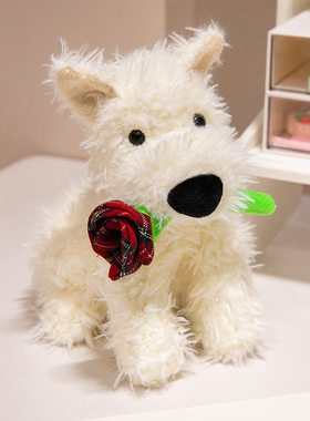 Jelly玫瑰花西高地520告白门罗苏格兰梗毛绒玩具送女友情人节礼物