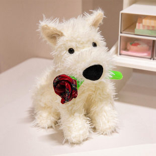 Jelly玫瑰花西高地520告白门罗苏格兰梗毛绒玩具送女友情人节礼物