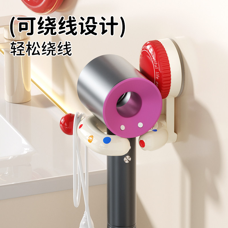 波点吹风机置物架吸盘免打孔壁挂式吹风挂架浴室绕线风筒收纳神器,家庭/个人清洁工具,吹风机置物架,淘宝优惠券,粉丝福利购,淘宝优惠卷