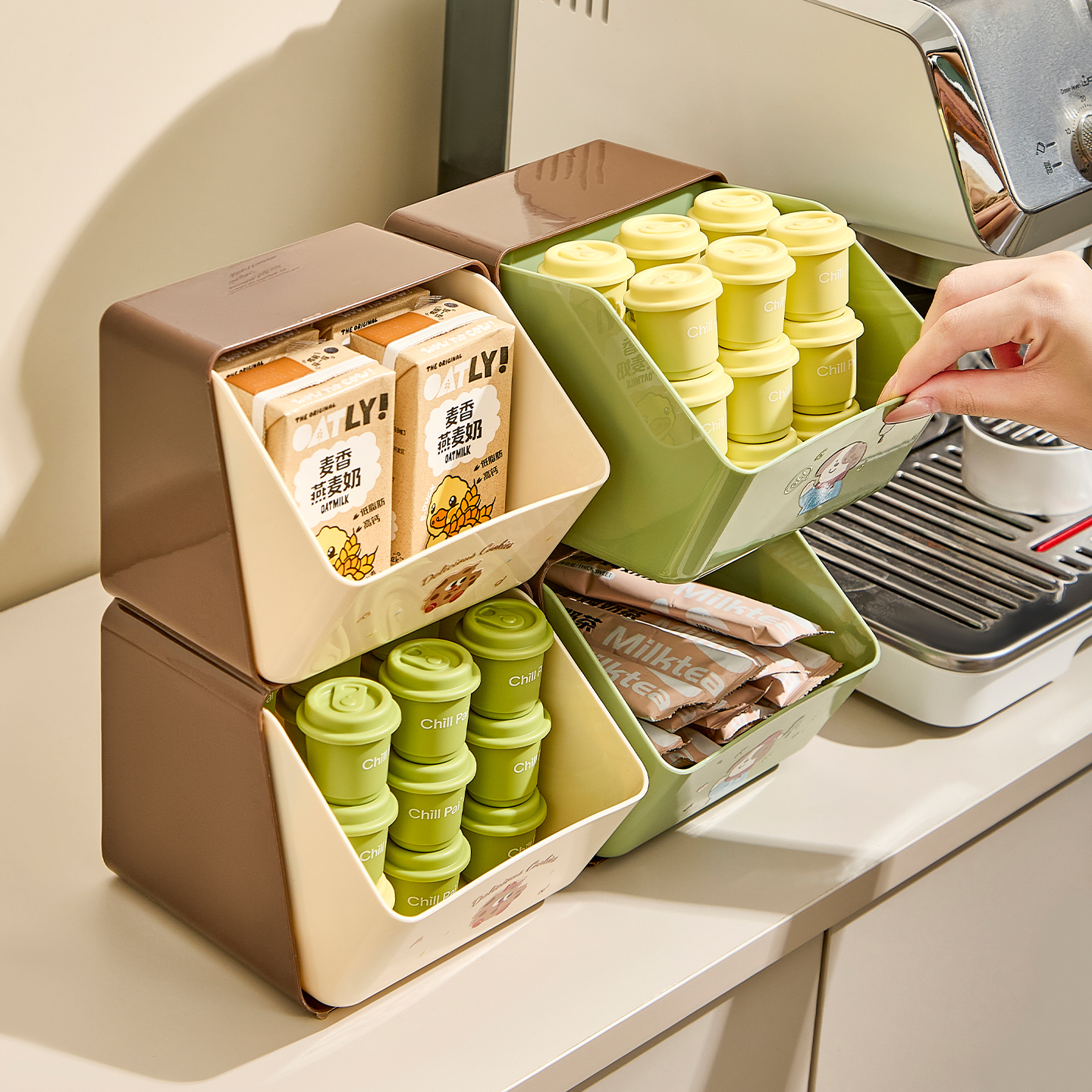 茶包收纳盒咖啡胶囊零食收纳架速溶咖啡收纳分格茶水间桌面置物架