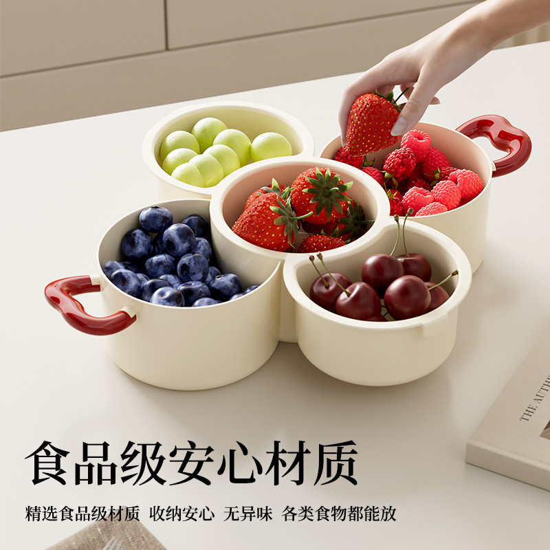 创意双层果盘沥水篮可拆洗厨房家用客厅茶几水果果盘篮子盆子盆篮