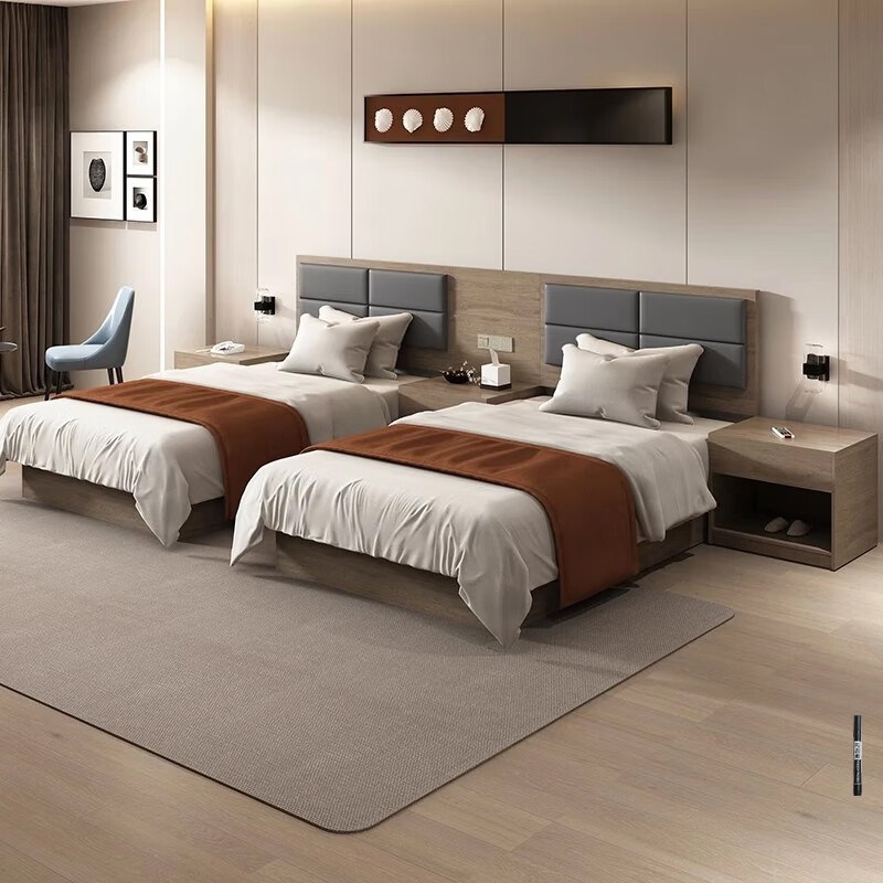 宾馆床酒店家具厂标间单间全套公寓民宿出租房专用床旅馆1.8大床