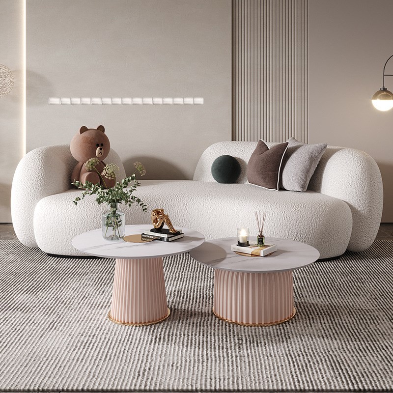 北欧客厅布艺沙发小户型现代简约服装店铺用美容院弧形网红款沙发