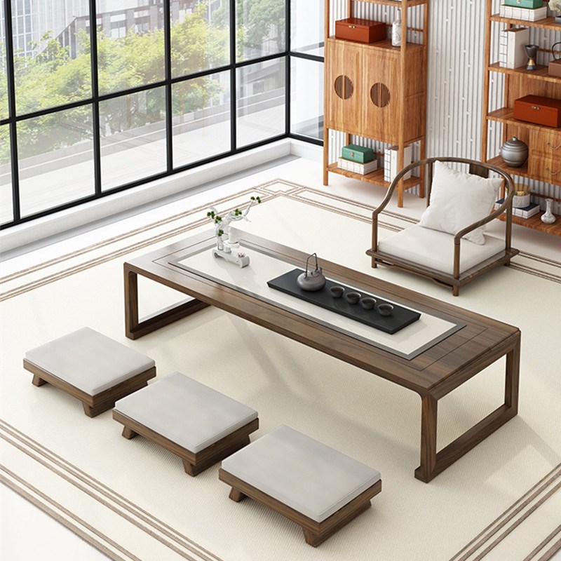 飘窗榻榻米茶几民宿酒店客厅阳台喝茶桌坐地矮桌子日式实木茶桌椅