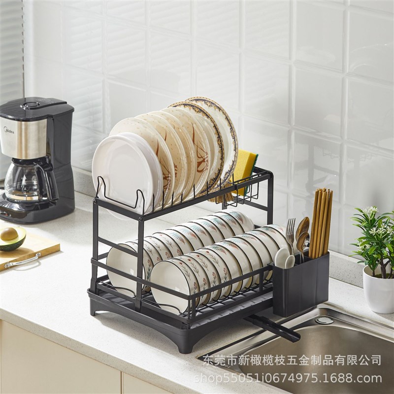 厨房水槽台面置物架 多功能家用带筷子笼碗碟收纳架 碗碟架沥水架