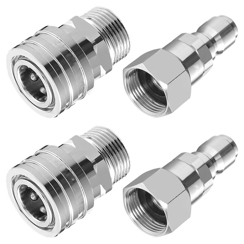 高压清洗机配件M22 14mm至 3/8快接不锈钢防缠绕快速断开接头