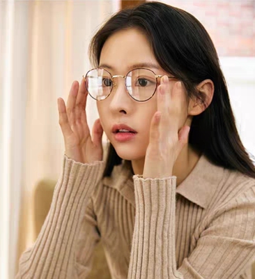 精工纯钛镜框女款小圆框时尚超轻7克眼镜架防蓝光近视眼镜HT01389