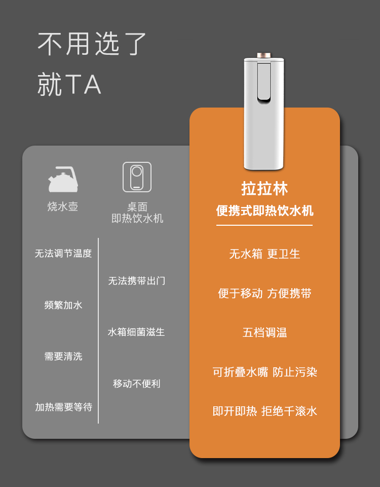 拉拉林即热式饮水机可加热抽水器台式迷你宿舍便携式桶装水家用