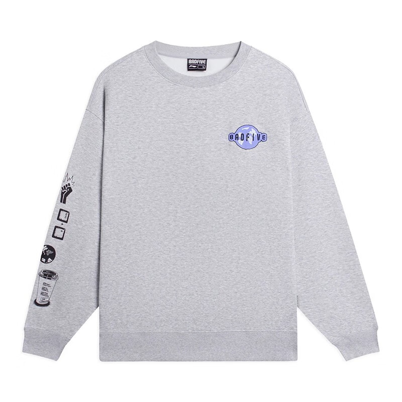 李宁男子圆领加绒保暖卫衣