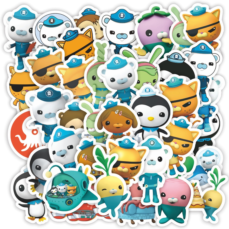 40张海底小纵队巴克队长可爱卡通滑板防水装饰贴画吉他平板笔记本手账