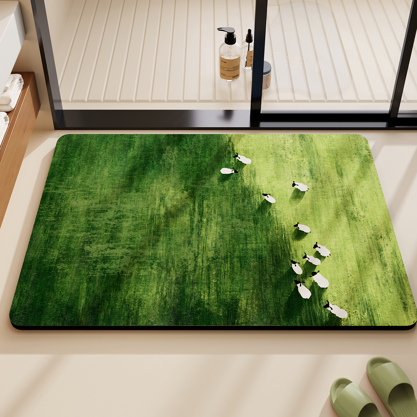 可爱卡通浴室吸水垫防滑脚垫绵羊