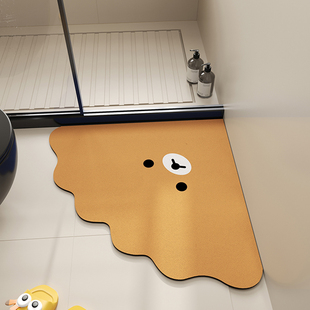 浴室吸水地垫硅藻泥速干软垫扇形厕所卫生间防滑垫三角形地垫可爱