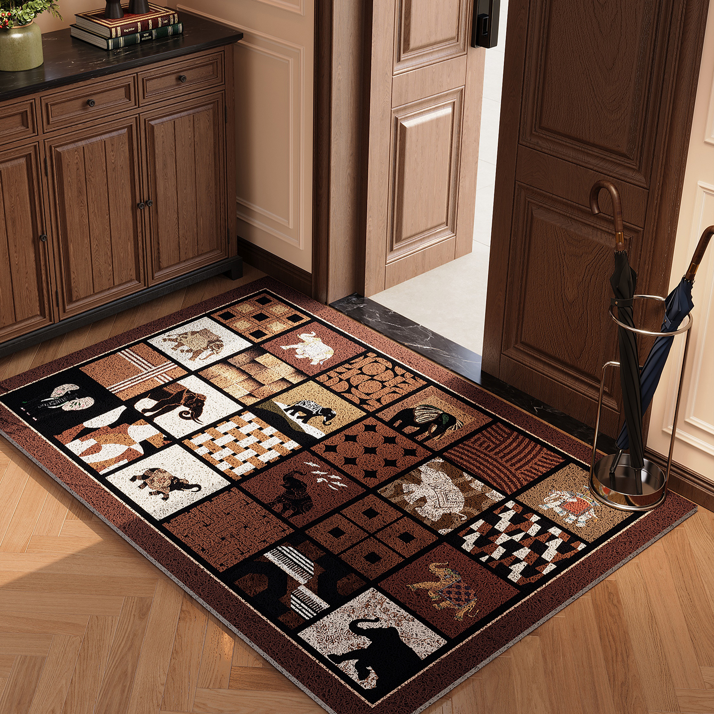 中古风入户丝圈地垫高端美式复古