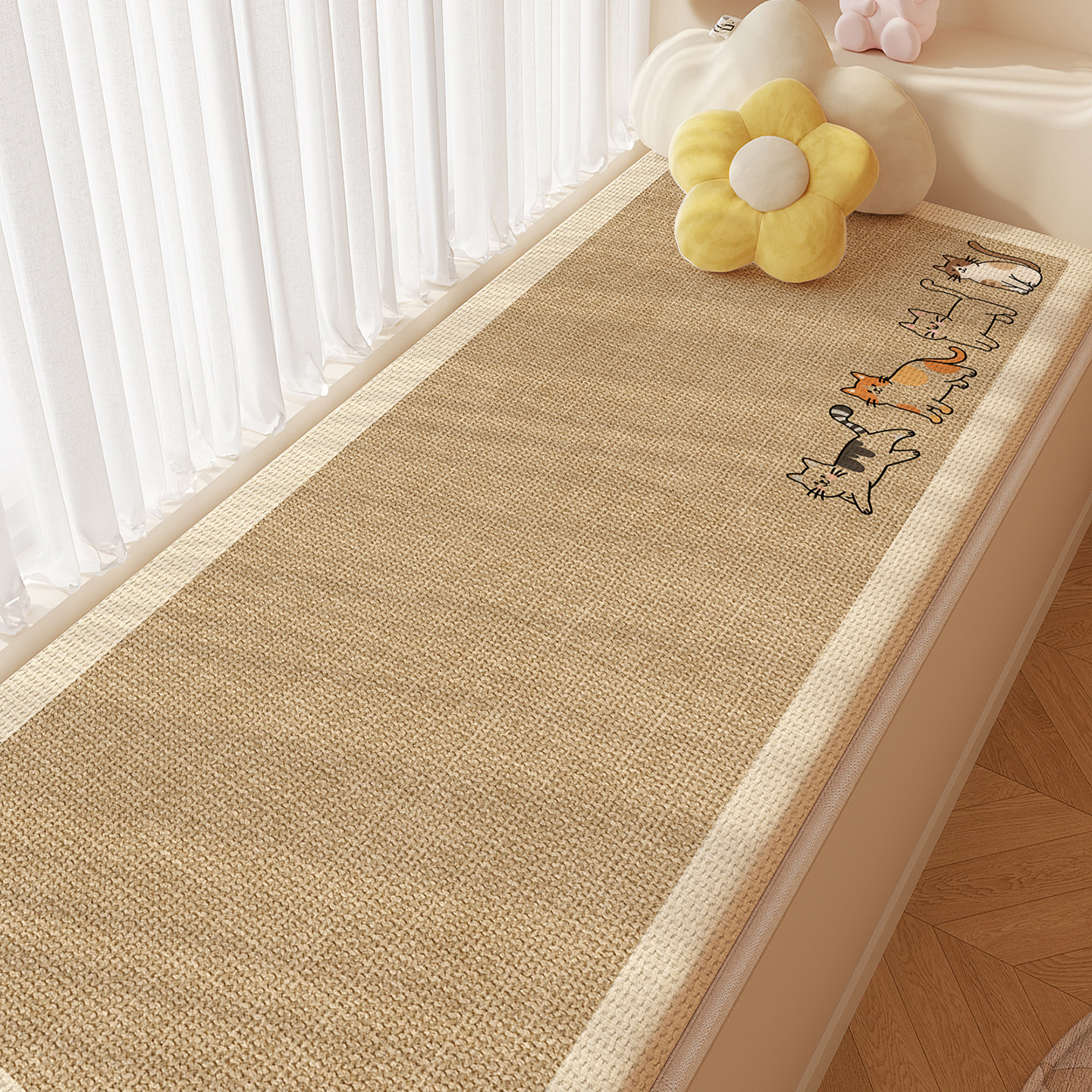 飘窗垫窗台垫日式简约仿亚麻编织四季通用防滑耐脏定制卧室阳台垫