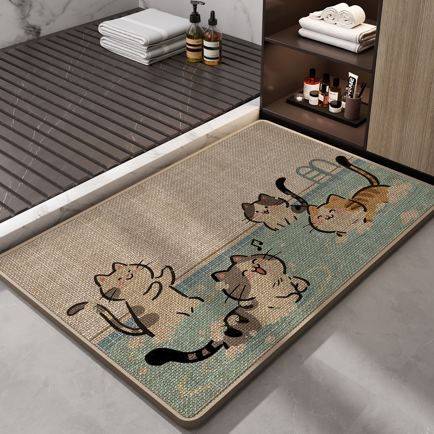 卫生间地垫编制亚麻吸水速干浴室