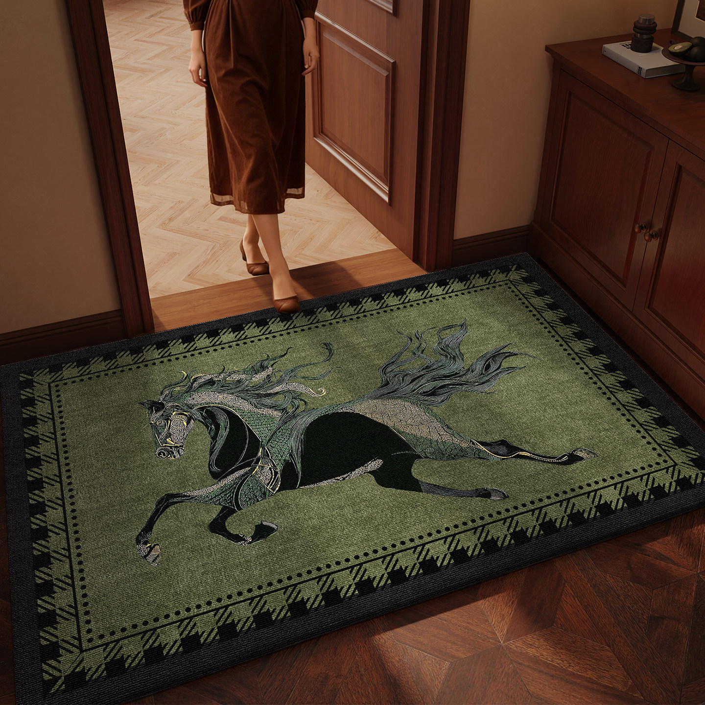 马年中古风入户门地垫2026新款复古地毯门垫进门玄关防滑除尘脚垫,居家布艺,入户地垫,淘宝优惠券,粉丝福利购,淘宝优惠卷