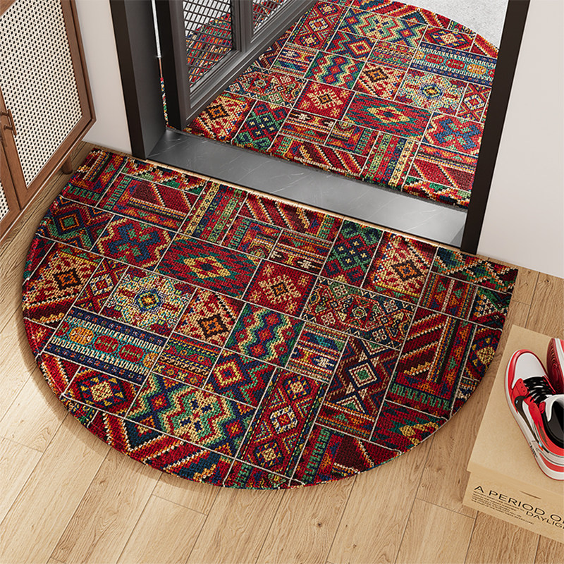 民族风入户门地垫半圆高级感复古地毯玄关门口换鞋脚垫防滑进门垫,居家布艺,入户地垫,淘宝优惠券,粉丝福利购,淘宝优惠卷