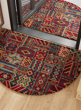 民族风入户门地垫半圆高级感复古地毯玄关门口换鞋脚垫防滑进门垫