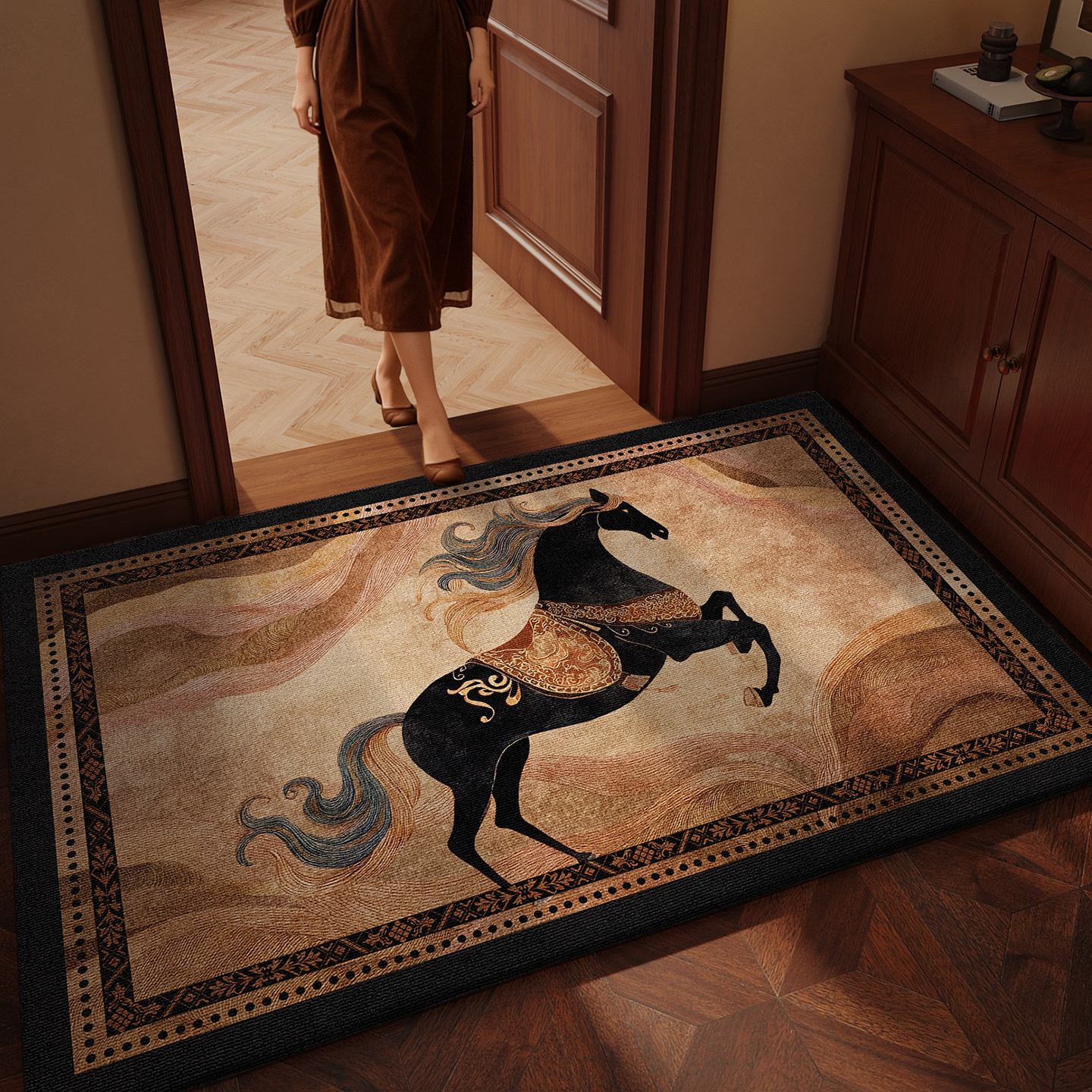 马年新年入户门地垫复古轻奢门口进门脚垫中古风高级感玄关门垫子,居家布艺,入户地垫,淘宝优惠券,粉丝福利购,淘宝优惠卷