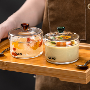 小碗耐高温鸡蛋羹炖盅家用高硼硅玻璃厨房隔水燕窝盅炖罐汤盅带盖