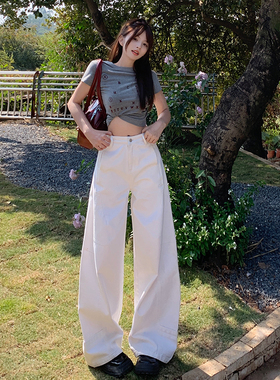 KRO夏季新款美式复古阔腿弯刀裤设计感多结构宽松拖地裤长裤&加长