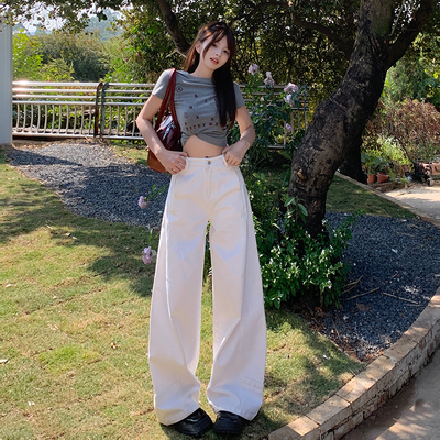 KRO夏季新款美式复古阔腿弯刀裤