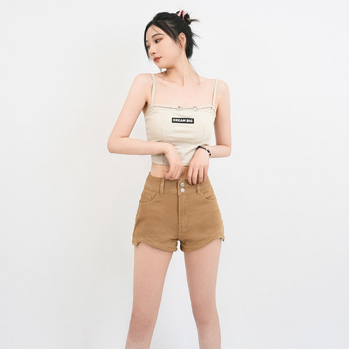 KRO牛仔热裤包臀A字高腰