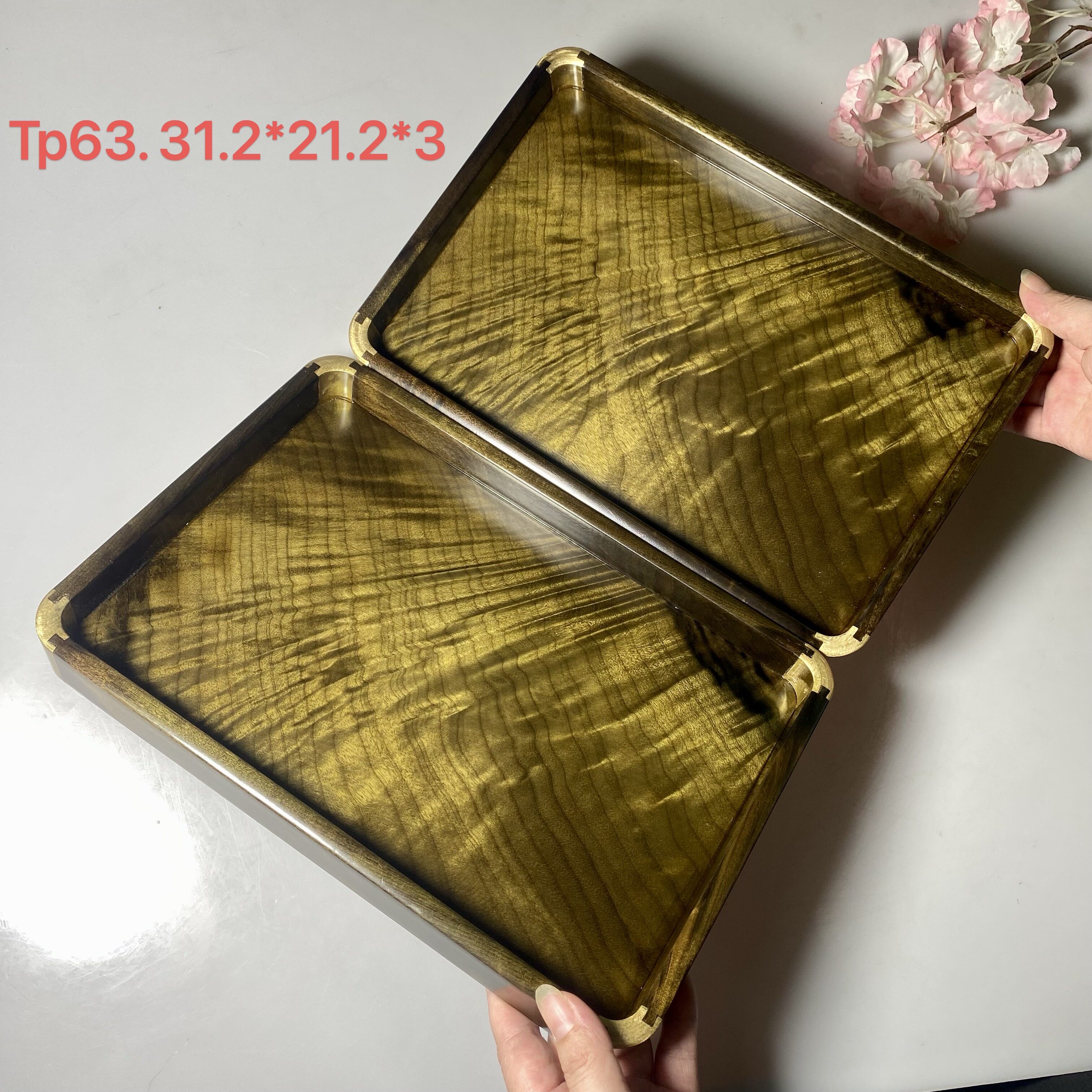 金丝楠木中式复古实木单层茶盘