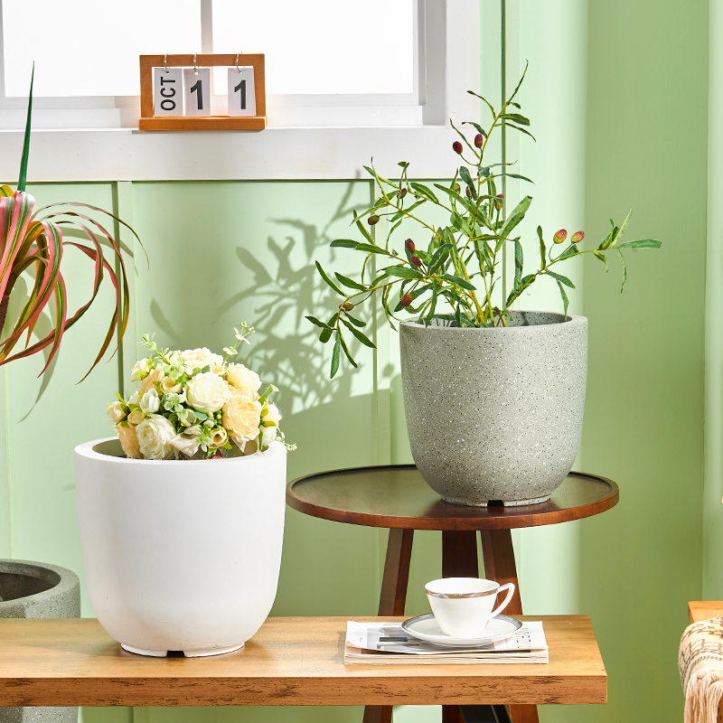 仿水泥镁泥花盆大口径白色龟背竹客厅阳台落地大型绿植天堂鸟专用