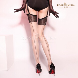 珞樱8443极光系列复古蜂巢锁眼后线长筒袜油亮性感亮丝袜丝滑油光