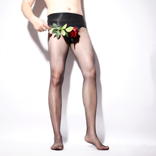 袜 连裤 360无缝极光大码 丝袜超薄隐形带jj套性感丝袜油亮丝滑男士