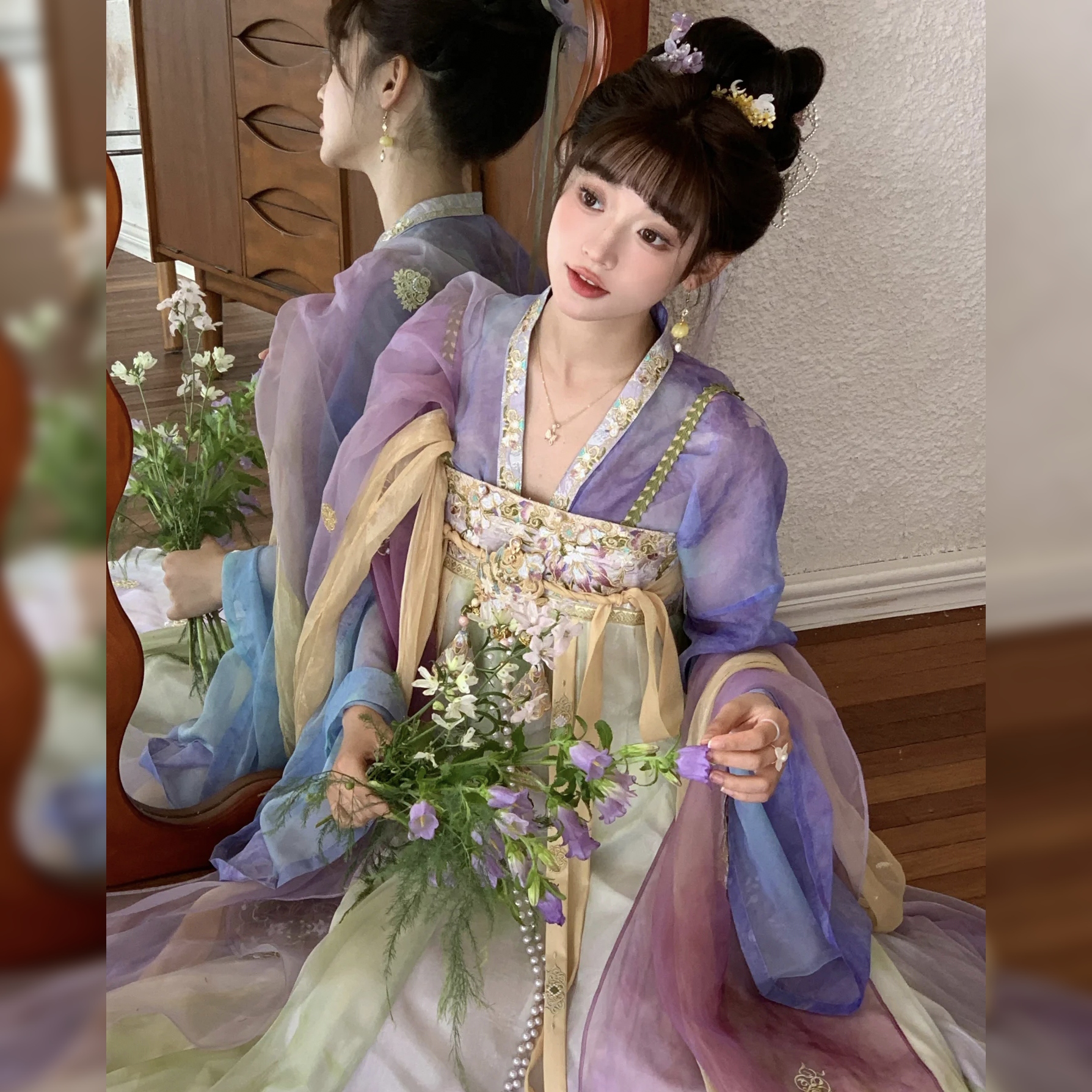 原创汉服女【寻香三千-十三余】唐制小唐风成人古装紫色套装夏款