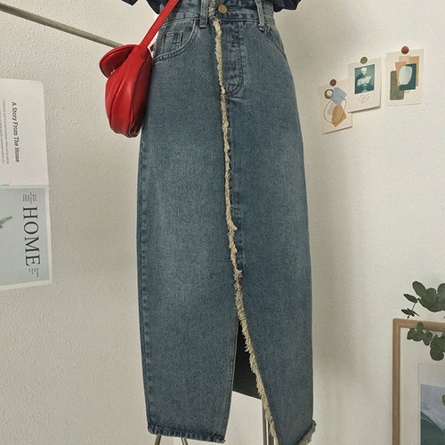 特大码300斤开叉牛仔半身裙女